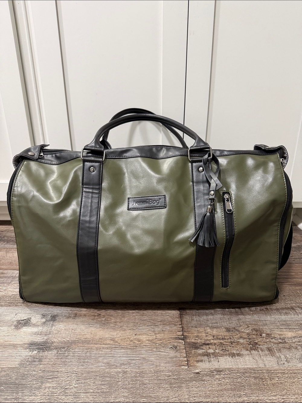 JenniBag Olive Green and Black Large Weekend Waterproof Carry-on bag